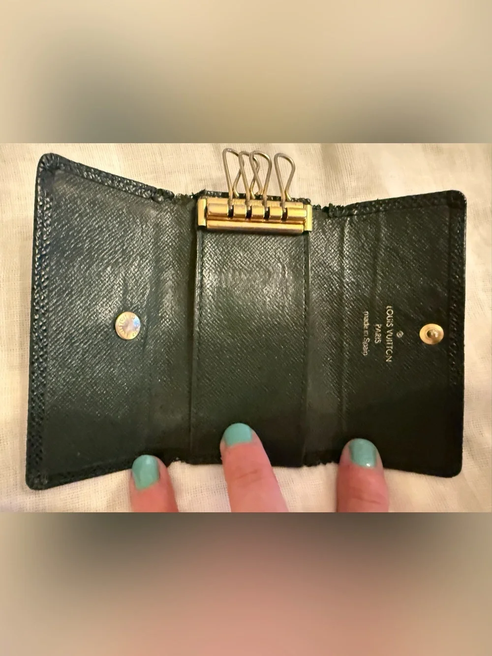 Louis Vuitton Green Tiaga Key & Card Holder